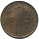1 REICHSPFENNIG 1928 A GERMANY Coin #AE231.U - 1 Rentenpfennig & 1 Reichspfennig
