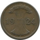 2 REICHSPFENNIG 1924 J ALLEMAGNE Pièce GERMANY #AE287.F - 2 Rentenpfennig & 2 Reichspfennig