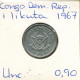 1 LIKUTA 1967 CONGO Pièce #AR429.F - Congo (Rép. Démocratique, 1964-70)