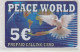 GREECE - Bird (Pigeon), Peace World Prepaid Card 5 €, Mint - Griechenland