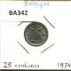 25 CENTIMES 1974 FRENCH Text BELGIUM Coin #BA342.U - 25 Cents