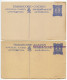 India - Travancore-Cochin 1950 2 Different Mint Postal Cards - 4p. State Seal - Elephants - Travancore-Cochin