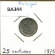 25 CENTIMES 1975 FRENCH Text BÉLGICA BELGIUM Moneda #BA344.E - 25 Cents