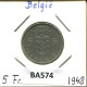 5 FRANCS 1948 DUTCH Text BELGIQUE BELGIUM Pièce #BA574.F - 5 Francs