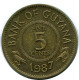 5 CENTS 1987 GUYANA Pièce #AR943.F - Guyana