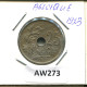 25 CENTIMES 1923 FRENCH Text BELGIQUE BELGIUM Pièce #AW273.F - 25 Centimes