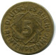 5 RENTENPFENNIG 1924 G GERMANY Coin #DB871.U - 5 Rentenpfennig & 5 Reichspfennig