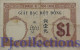 FRENCH INDOCHINA 1 PIASTRE 1927/31 PICK 48b VF+ W/PINHOLES - Indochina