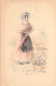 FANTAISIE - FEMMES - Femme En Longue Robe Rose  - Parapluie - Chapeau Prairie - Carte Postale Ancienne - Frauen