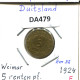 5 RENTENPFENNIG 1924 E DEUTSCHLAND Münze GERMANY #DA479.2.D - 5 Rentenpfennig & 5 Reichspfennig