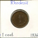 1 CENT 1976 RHODESIEN RHODESIA SIMBABWE ZIMBABWE Münze #AP609.2.D - Zimbabwe