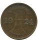 1 REICHSPFENNIG 1924 J DEUTSCHLAND Münze GERMANY #AD461.9.D - 1 Rentenpfennig & 1 Reichspfennig
