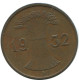 1 REICHSPFENNIG 1932 A GERMANY Coin #AE223.U - 1 Rentenpfennig & 1 Reichspfennig