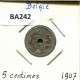 5 CENTIMES 1907 DUTCH Text BÉLGICA BELGIUM Moneda #BA242.E - 5 Cents