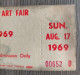 Rarissime Ticket Vintage 17/08/1969 Festival De WOODSTOCK  Music And Art Fair Concert Original N° 00652 D - Concerttickets