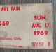 Rarissime Ticket Vintage 17/08/1969 Festival De WOODSTOCK  Music And Art Fair Concert Original N° 00652 D - Konzertkarten