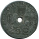 25 CENTIMES 1943 BELGIUM Coin #AW979.U - 25 Centimos