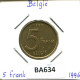 5 FRANCS 1996 BELGIEN BELGIUM Münze DUTCH Text #BA634.D - 5 Francs