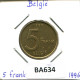 5 FRANCS 1996 BELGIEN BELGIUM Münze DUTCH Text #BA634.D - 5 Frank