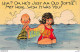 Vintage 1940s  Comic Linen Postcard - Him? Oh, He's Just An Old Softie I Met Here, Swimming - - Humour