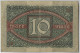 Germany Banknote 10 Mark 1920 Pick-67a VF (catalog US$5) - 10 Mark