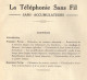 La TELEPHONIE Sans FIL Sans Accumulateurs - R. Barthelemy - Littérature & Schémas