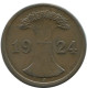 2 REICHSPFENNIG 1924 J ALEMANIA Moneda GERMANY #AE287.E - 2 Renten- & 2 Reichspfennig