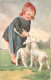 ANIMAUX - Enfant Et Les Agneaux - Illustration - Carte Postale Ancienne - Andere & Zonder Classificatie