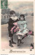 Cpa Fantaisie Anniversaire 1913 Couple D'enfants Fleurs - Édit. ASTOR - Birthday