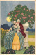 ILLUSTRATEUR Non SIGNE - Couple Rococo Dans Un Parc - Flirt - Carte Postale Ancienne - Ohne Zuordnung