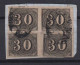 Brazil Brasil Mi# 13 Used 30R Verticais Block Of 4 On Fragment BAHIA Postmark - Gebraucht