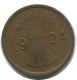 1 REICHSPFENNIG 1924 A DEUTSCHLAND Münze GERMANY #AE212.D - 1 Rentenpfennig & 1 Reichspfennig