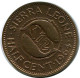 1/2 CENTS 1964 SIERRA LEONE Münze #AR159.D - Sierra Leona