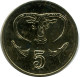 5 CENTS 2001 CHIPRE CYPRUS UNC Bull Moneda #M10363.E - Cipro