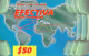 DOMINICIAN REPUBLIC - PREPAID - TRICOM - EFECTIVA - WORLD MAP - 50$ - DOUBLE BARCODE - Dominicaine