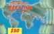DOMINICIAN REPUBLIC - PREPAID - TRICOM - EFECTIVA - WORLD MAP - 50$ - DOUBLE BARCODE - Dominicana