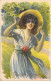 FETES - Bonne Année - Femme - Chapeau - Fleurs - Carte Postale Ancienne - Nouvel An