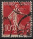 France Semeuse 10c N°138c Rouge écarlate Oblitéré - Usati