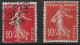 France Semeuse 10c N°138c Rouge écarlate Oblitéré En 1907 - Gebraucht