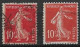 France Semeuse 10c N°138c Rouge écarlate Oblitéré Lyon Perrache - Used Stamps