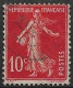 France Semeuse 10c N°138c Rouge écarlate Oblitéré - Oblitérés