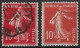 France Semeuse 10c N°138c Rouge écarlate Oblitéré En 1907 (signé) - Gebraucht