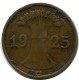 1 REICHSPFENNIG 1925 G ALLEMAGNE Pièce GERMANY #DB776.F - 1 Renten- & 1 Reichspfennig