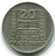 20 FRANCS 1933 FRANCE Coin SILVER XF #W10507.30 - 20 Francs