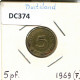 5 PFENNIG 1969 F WEST & UNIFIED GERMANY Coin #DC374.U - 5 Pfennig