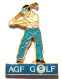 Superbe Pin's AGF SEGUROS (Assurances) - Golfeur Chemisette Blanche Et Pantalon Bleu - ZZ013 - Golf