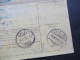 Italien 1890 Ganzsache /Paketkarte AP 4 Aufkleber Pacco Postale 44 Bologna In Die Schweiz / Basel Transit U. Stp. Chiaso - Entiers Postaux