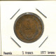 5 FRANCS 1977 RWANDA (RUANDA) Moneda #AS381.E - Rwanda
