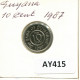 10 CENTS 1987 GUAYANA GUYANA Münze #AY415.D - Guyana