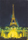 CPA PARIS- EIFFEL TOWER BY NIGHT, FOUNTAINS - Tour Eiffel
